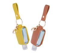 NOLITOY Porta Gel Lavamani 30ml con Custodia in Pelle 2 Pezzi, Portabottiglie da Viaggio per Liquidi, Portachiavi per Flaconi di Profumo Colore Casuale