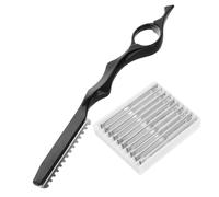 NOLITOY Rasoio Manuale per Uomo e Kit da Barbiere 11 Pezzi con 10 Lame Sostituibili per Sfoltire Chioma, Accessori da Parrucchiere Professionale per Uso Domestico e Salone, Impugnatura