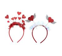 NOLITOY Set 2 Fasce per Chioma a Cuore Rosse, Accessori Leggeri per Feste di San, Carnevale e Occasioni Speciali, Copricapo Donna per Decorazioni e Foto