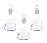 NOLITOY Set di 3 Beute Coniche con Tappo in Vetro da 250 Ml, Accessorio per Esperimenti Scolastici, Scala Chiara e Materiale Vetro per Laboratori di Chimica