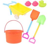 NOLITOY Set Giocattoli da Spiaggia 6 Pezzi per Carrello, Pala e Secchiello in Plastica Sicura, Gioco All’aperto per Sviluppare Creatività e Coordinazione Genitore-figlio Colore Casuale