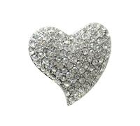 NOLITOY Spilla Cuore Strass Bianca, Spilla Fermaglio Gioiello per Vestiti e Cappelli, Regalo Romantico per Donna in Eventi e Ricorrenze