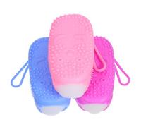 NOLITOY Spugna Bifacciale in Silicone per Doccia 3 Pezzi, Spazzola Esfoliante Morbida per Corpo Delicato Cordino Sospeso, Scrubber Lavabile per Pulizia Profonda e Pelli Sensibili