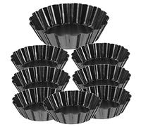 NOLITOY Stampi Per Crostate All'uovo Mini in Acciaio Al Carbonio, Teglie Antiaderenti Tascabili Da 3 Pollici, Set Da 8 Pezzi Per Cottura Domestica e Professionale