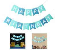 NOLITOY Striscione di Compleanno Banner di Buon Compleanno e Bandierine di Bianche e Blu Decorazioni per Feste Riutilizzabili e Facili da Appendere