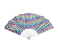 NOLITOY Ventaglio Pieghevole in Riflettente per Rave e Feste Portatile per Donne e Uomini per Concerti Danza e Natale