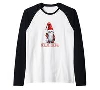 Nollaig Shona Gnomo con Un Bicchiere di Irlandese Secco Stout Maglia con Maniche Raglan