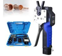 NOLLAM Cartellatrice Tubi Rame for Svasatura Cordless da 1/4" - 3/4", Espansore per Tubi Idraulici Strumento per Svasatura Tubi Eccentrici a 45 ° per Tubi in Rame e Alluminio,5chucks