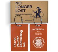 NoLongerLost Etichetta Bagaglio con QR Code | Targhetta Valigia Resistente in Epoxy | ID Intelligente per Borse, Zaini & Accessori da Viaggio | 8,5 × 5,3 cm | Marrone Ruggine