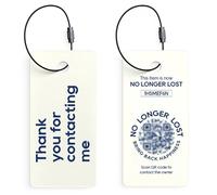 NoLongerLost Portachiavi Smart con QR Code | Etichetta Rettangolare Teslin per Chiavi & Borse | Accessori Viaggio Utili & Sicuri | 5,3 × 2,5 cm