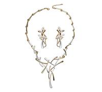 NOLOWY 1 set di collana da donna di lusso orecchini set da sposa catena collo per orecchini pendenti gioielli regolabile Neckla