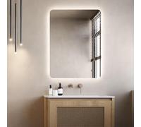 NOLUXA LEDIMEX - Specchio da bagno con luce 70 x 80 cm retroilluminato | Specchio intelligente rettangolare con luce LED fredda 6500 K | Specchio da bagno senza cornice per mobile | Serie Danimarca