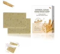 Nolvia Soap, Organic Moisturizing Bar for Dry & Sensitive Skin - Handmade Oatmeal Soap for Face, Body & Hands - All Skin Types Soft Cleanse (2Pcs)
