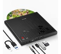 NOLYTH Unità CD esterna per laptop: USB C DVD drive esterno con 1 audio 2 slot USB - Masterizzatore portatile con pulsante di espulsione Plug & Play per Mac MacBook PC Windows 11