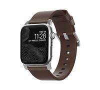 NOMAD Cinturino in vera pelle per Apple Watch 38 mm, argento/marrone, Moderno