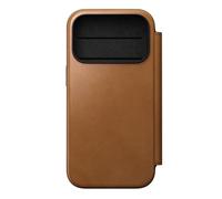 NOMAD Custodia a libro moderna in pelle, per iPhone 18 Pro Max, camino marrone chiaro inglese