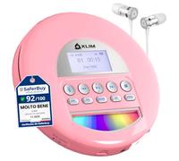 Nomad Lettore CD Portatile, Batteria a Lunga Durata, Compatibile con CD-R | Include Auricolari Fusion, CD-RW, MP3, Radio FM, Bluetooth, Ideale per Auto, Hi-Fi, Goditi la Qualità Audio, Micro Sd - Rosa
