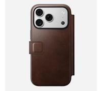 NOMAD Modern Horween - Custodia a libro in pelle rustica per iPhone 18 Pro, colore: Marrone