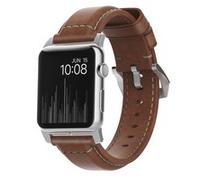 Nomad Traditional - Cinturino in pelle per Apple Watch 42mm / 44mm / 45mm / 49mm - Marrone / Argento - NM1A4RST00