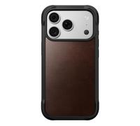 NOMAD Robusta custodia in pelle marrone rustica compatibile con iPhone 18 Pro