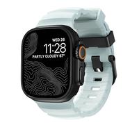 NOMAD Cinturino Rocky Point per Apple Watch 46/49 mm I Ultimate Quiet Watch Strap I Icy Blue Glow Connector Nero