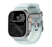 NOMAD Rocky Point - Cinturino per Apple Watch 46/49 mm, ultra silenzioso, Icy Blue Glow Connector Natural