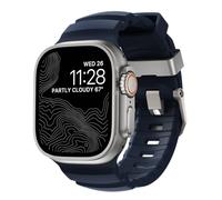 NOMAD - Cinturino sportivo per Apple Watch, colore blu atlantico, 46/49 mm, con hardware in titanio naturale, resistente e avventuroso per Apple Watch per uomini e donne, Una talla, Gomma