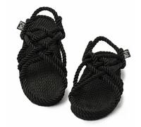 Nomadic State of Mind JC Sandalo con suola - Scarpe in corda regolabile fatte a mano - Vegan Friendly - per uomo e donna, nero, 6-6.5 Women/4-4.5 Men
