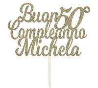 Nome 50 ° Compleanno Personalizzato Topper Di Torta Di Carta Glitter Cake Topper Di Compleanno Di Scintillio Di Buon Compleanno