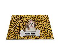 Nome Cane Personalizzato Osso, Un Giovane E Felice Cucciolo Di Cane Shih Tzu Leopardo Tappeti D'Ingresso Divertenti Tappeto Ingresso Casa Antisporco Tappetino Da Bagno Per Terrazzo Interno 40X60Cm