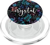 Nome Crystal in Personalizzare - Motivo floreale botanico PopSockets PopGrip per MagSafe