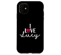 Nome del cane con zampa di cane "I Love Lucy A Love Heart Custodia per iPhone 11