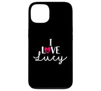 Nome del cane con zampa di cane "I Love Lucy A Love Heart Custodia per iPhone 13