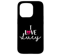 Nome del cane con zampa di cane "I Love Lucy A Love Heart Custodia per iPhone 15 Pro
