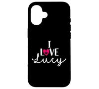 Nome del cane con zampa di cane "I Love Lucy A Love Heart Custodia per iPhone 16