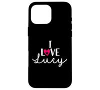 Nome del cane con zampa di cane "I Love Lucy A Love Heart Custodia per iPhone 16 Pro Max