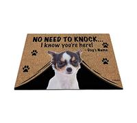 Nome Del Cane Personalizzato, Il Mio Amore Cane Chihuahua, Non C'È Bisogno Di Bussare, So Che Sei Qui Tappetini Porta Dingresso Antisporco Tappeti D'Ingresso Resistente Zerbino Di Benvenuto 40X60Cm