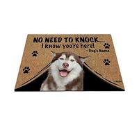 Nome Del Cane Personalizzato, My Love Dog Husky, Non C'È Bisogno Di Bussare, So Che Sei Qui Tappeti D'Ingresso Antiscivolo Tappetini Porta Dingresso Confortevole Zerbino Di Benvenuto 40X60Cm