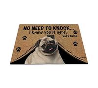Nome Del Cane Personalizzato, My Love Dog Pug, Non C'È Bisogno Di Bussare, So Che Sei Qui Tappetini Porta Dingresso Resistente Zerbino Di Benvenuto Antisporco Tappeto Ingresso Casa 40X60Cm