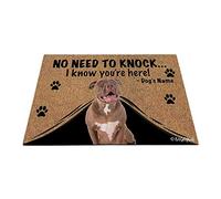 Nome Del Cane Personalizzato, Naso Rosso Del Mio Cane Dell'Amore, Non C'È Bisogno Di Bussare, So Che Tappeto Ingresso Casa Divertenti Tappeti D'Ingresso Antiscivolo Zerbino Di Benvenuto 40X60Cm
