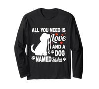 Nome del Cane Personalizzato Sasha Cute Dog Pet Lover Maglia a Manica