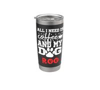 Nome del cane Roo Tutto ciò di cui ho bisogno è un caffè Il mio cane si chiama Roo Bicchiere termico in acciaio inox doppia parete
