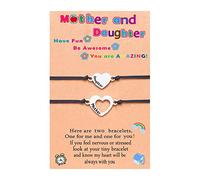 Nome Della Collana Personalizza Set di biglietti per braccialetti per figlia Bracciale abbinato per di figlia Bracciale per biglietto di benedizione per la festa della mamma Collana Da (E-M, One Size)