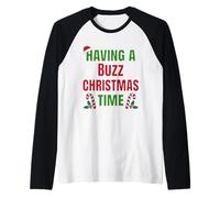 Nome della riunione di Famiglia Having A Buzz Christmas Time Maglia con Maniche Raglan