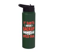 Nome di Natale Danielle personalizzato di Danielle Santa's Backup Stainless Steel Insulated Water Bottle