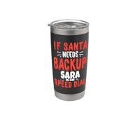Nome di Natale personalizzato di Sara Santa's Backup Sara Bicchiere termico in acciaio inox doppia parete