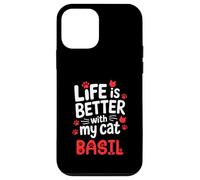 Nome gatto Basil Life Is Better With My Cat Basil Custodia per iPhone 12 mini