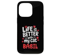 Nome gatto Basil Life Is Better With My Cat Basil Custodia per iPhone 13 Pro