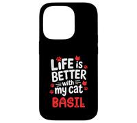 Nome gatto Basil Life Is Better With My Cat Basil Custodia per iPhone 14 Pro