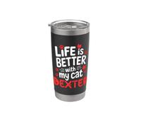 Nome gatto Dexter La vita è migliore con il mio gatto Dexter Bicchiere termico in acciaio inox doppia parete